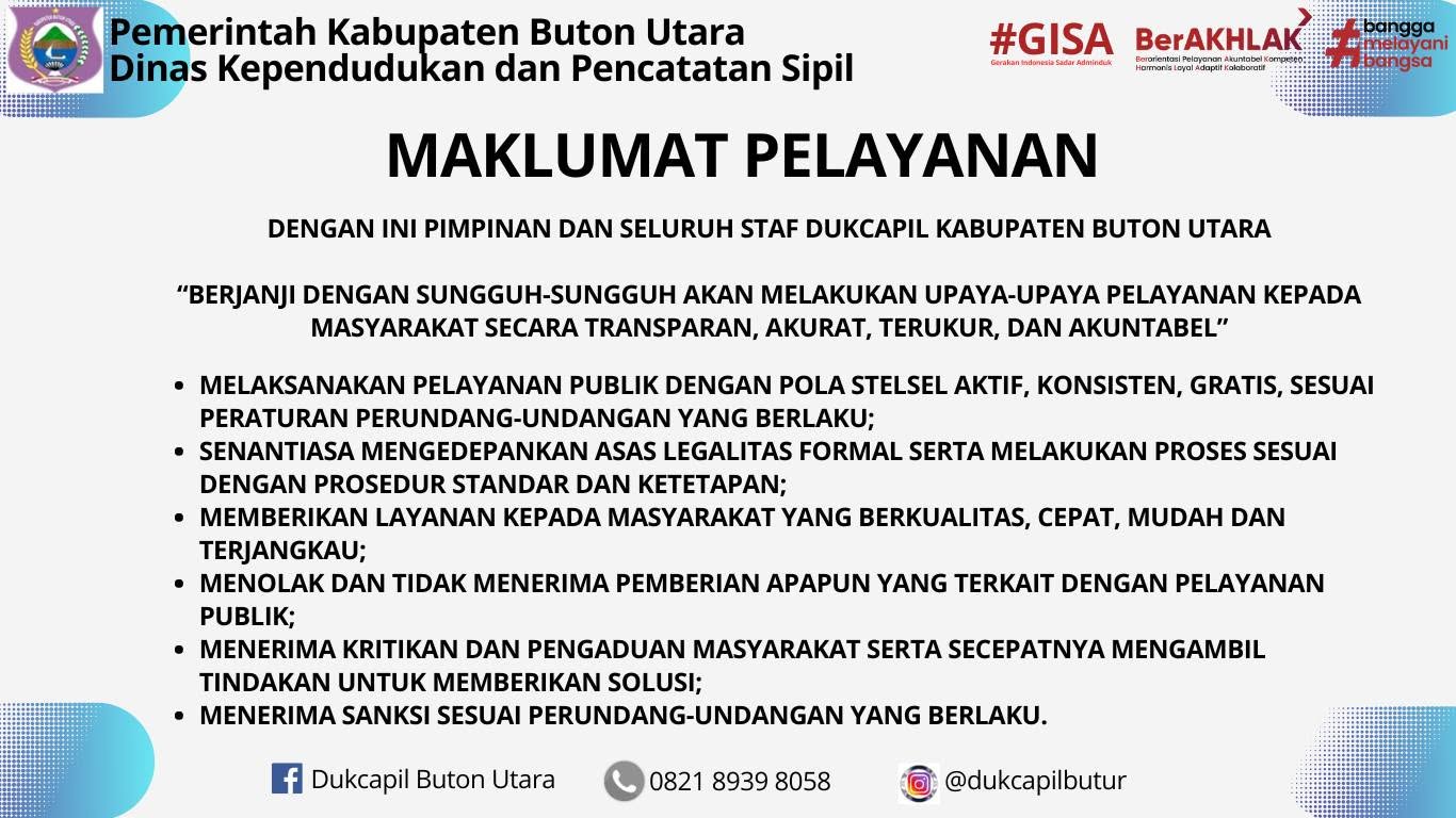Maklumat Pelayanan Disdukcapil Buton Utara